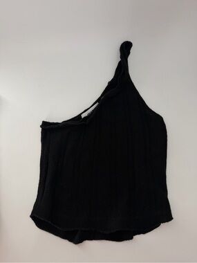 Guizio Wool Cashmere Blend Dainty Knitted One Shoulder Asymmetric Raw Edge Top